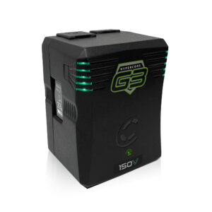 HyperCore G3 battery pack with side-mounted LCD and wraparound RGB LED indicator for real-time monitoring.